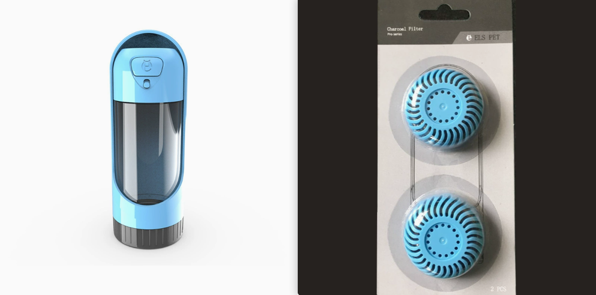 Dispensador Portátil de Agua para Mascotas con Filtro y Vaso